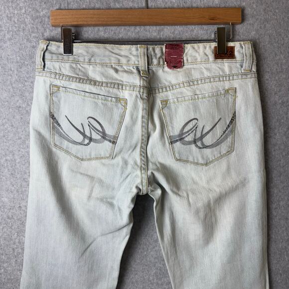 NWT Express Jeans Flare Leg Women’s Sz 8 Vintage Bleach Wash Cotton Western Boho - Picture 5 of 15